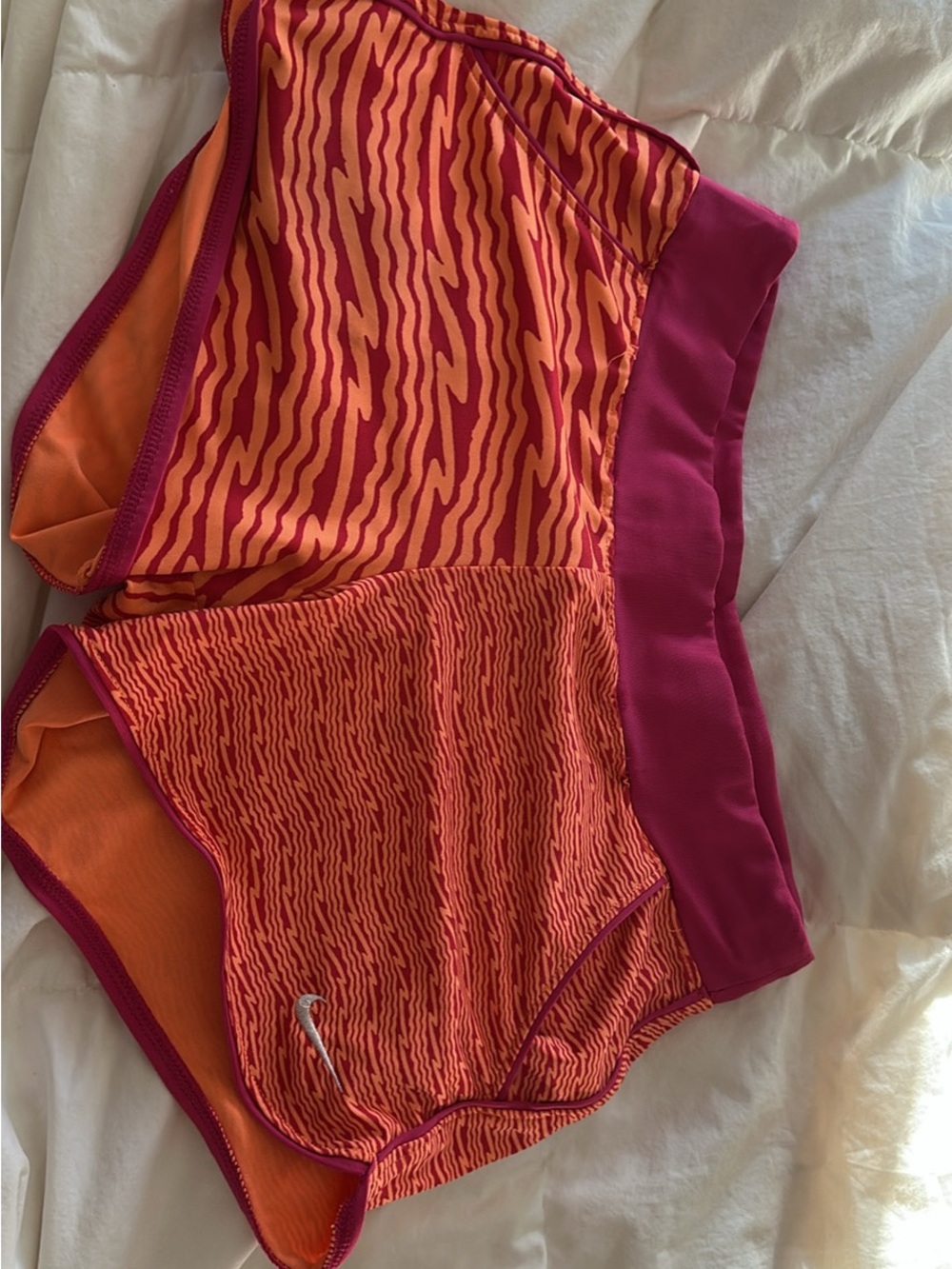 Nike Orange and Pink Athletic Shorts with Zebra Print